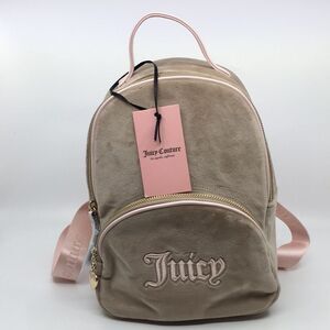 NWT Juicy Couture Queen Of Everything Backpack Velour Cafe/Powder Blush